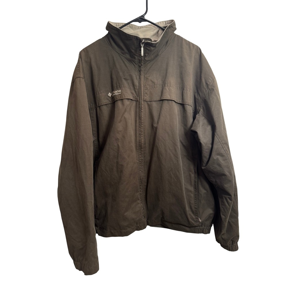 Columbia Sportswear Men's XL Full Zip Jacket Brown Mesh Lined Windbreaker